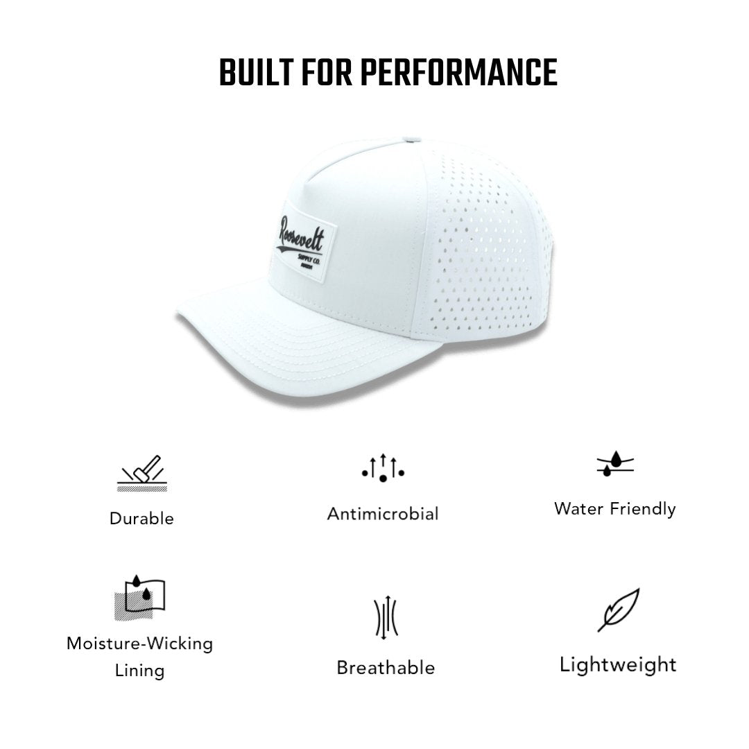 White Performance Snapback - Roosevelt Supply Co.
