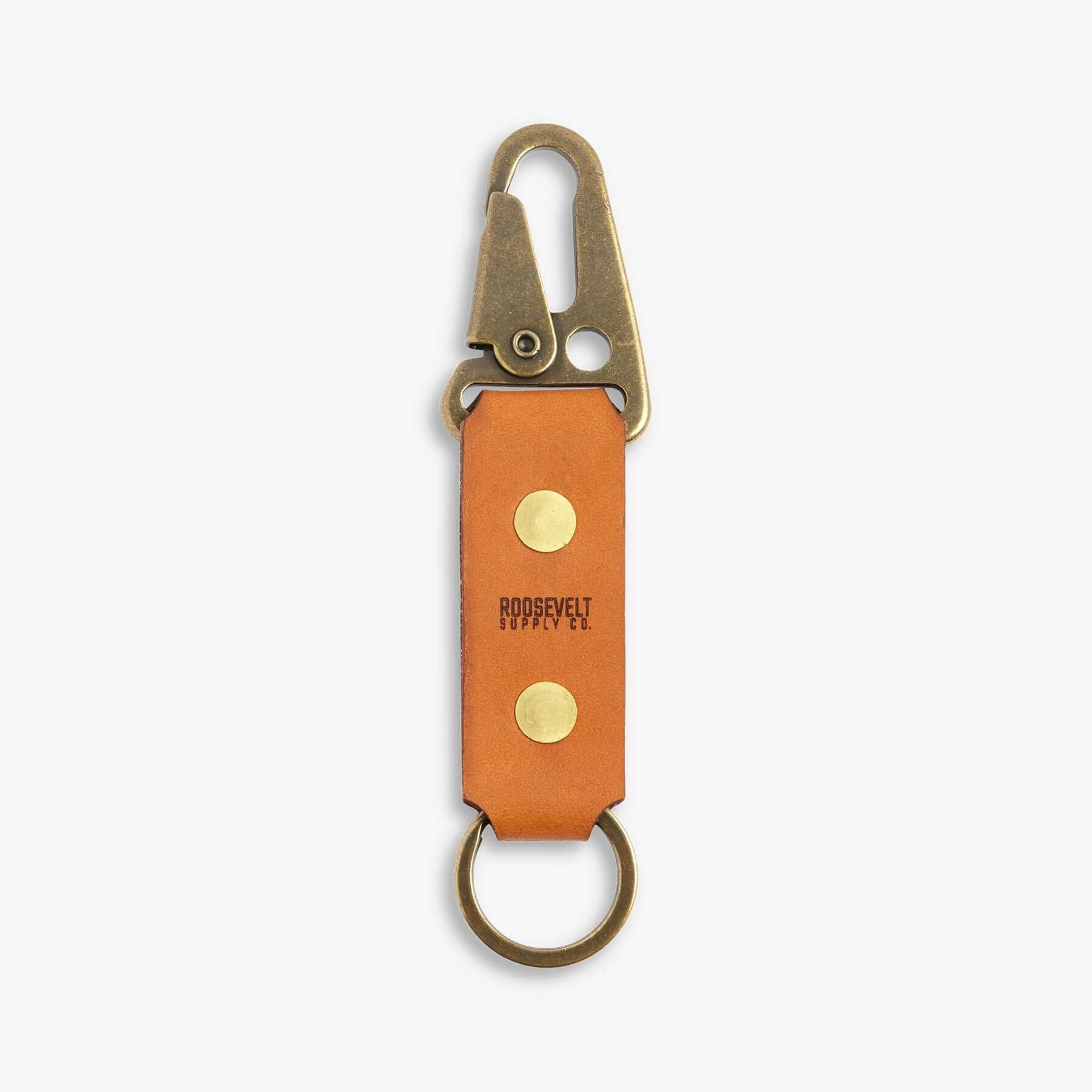 Leather Keychain - Roosevelt Supply Co. Tan / Brass